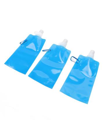 Soft Water Bottle Ecofriendly PE Portable Foldable Water Bottle for Travel Blue