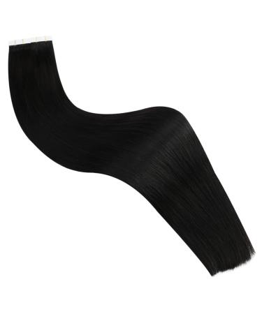 Ugeat Black Tape Extensions - Real Remy Hair Seamless & Invisible 35cm 20 Pieces 50g - Natural Hair Extensions #1B - Buy Online on GoSupps.com