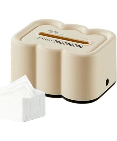 Tissue Box Holder | Wet Wipes Box Holder Dispenser Case - Wall Mounted Spring Design Self-Adhesive Wipes Case Wet Wipes for Countertop Night Stand Tissue Qmisify Cream Black - Buy Online on GoSupps.com