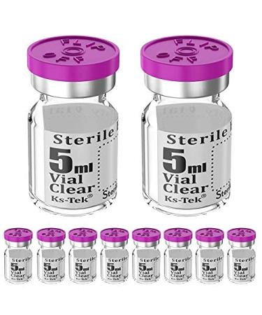 Ks-Tek Sterile Empty Vials with Self Healing Injection Port with Flip Off Aluminum Cap Sterile Package (5ml 10) 5ml 10