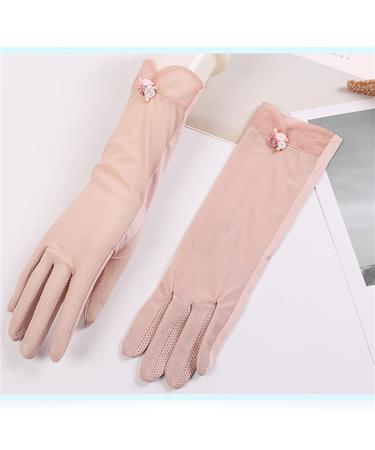DHTDVD Summer Women's Driving and Cycling Gloves Hand Socks Hand Sleeve Sunshade Thin Ice Silk Lace Gloves 31*17cm E
