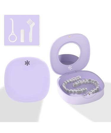 Retainer Case with Vent Holes, and Mirror, Cute Slim Aligner Case Night Mouthguard Case, with Retainer Removal Tool, Chewie & Brush, for Women & Men, Purple - Buy Online on GoSupps.com