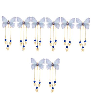 FRCOLOR 4 Pairs hanfu butterfly headdress tassel hair clips hair barrettes hanfu hair clip girls hair clips kids hair clips chinese girl hair accessories Chinese style child fabric alloy
