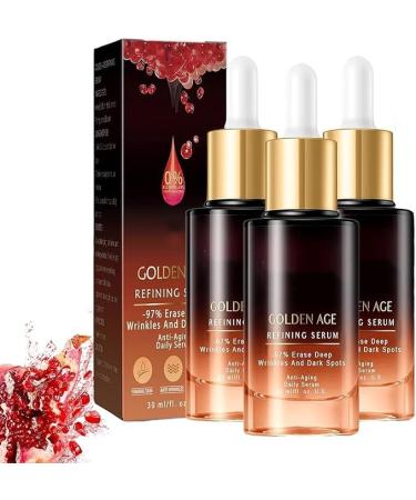1/2/3Pcs Young Golden Refining Serum Hydrating Glowing Facial Serum for Senior Age Women Advanced Collagens AntiAgeing Serum Firms Skin for All Skin Types 30ml/1fl.oz (3Count (Pack of 3))