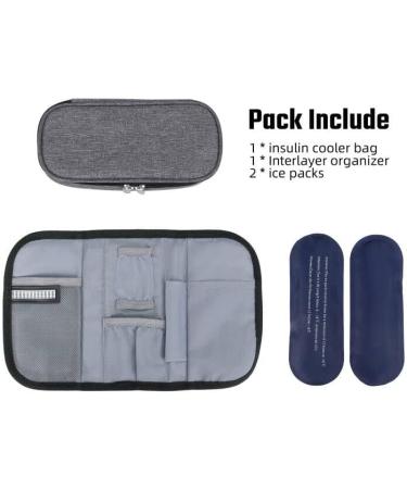 Semikk Insulin Cooler Travel Case - Diabetic Insulated Organizer for Insulin Pen & Medication with 2 Ice Packs - Portable Cooling Bag for Diabetic Supplies (Grey) - Buy Online on GoSupps.com