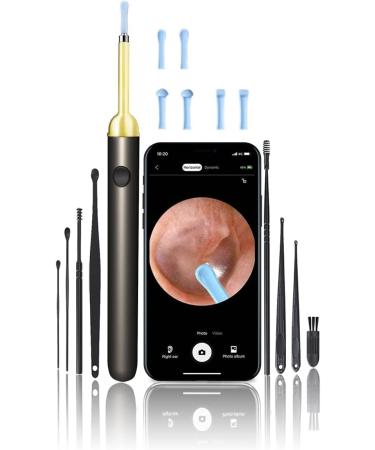 Ear Wax Removal Ear Cleaner with Camera Ear Wax Removal Tool 1080P Otoscope with Light Ear Wax Removal Kit with 6 Ear Pick Ear Clean Kit for iOS Android Smart Phone (Black)