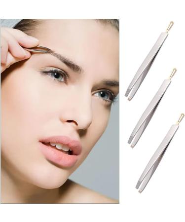 3 Pcs Stainless Steel Pointed and Slant Tip Tweezers for Blackhead and Eyebrow Hair Removal - Buy Online on GoSupps.com