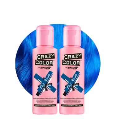 Crazy Color Vibrant Sky Blue Semi-Permanent Duo Hair Dye. Highly Pigmented Cobalt Blue Conditioning & Oil Nourishing Vegan Formula | No Bleach or Ammonia | 200ml - Buy Online on GoSupps.com