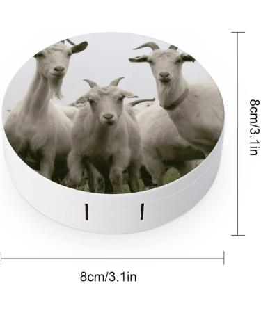 Goat Round Case For Contact Lens Kit Storage Box with Mirror Printed - Buy Online on GoSupps.com