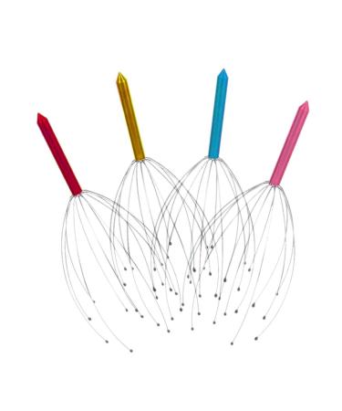 Supvox 4 pieces Head massager head crawl head crawl head massage spider with massage fingers and stainless steel handle for spa relaxation (random color)