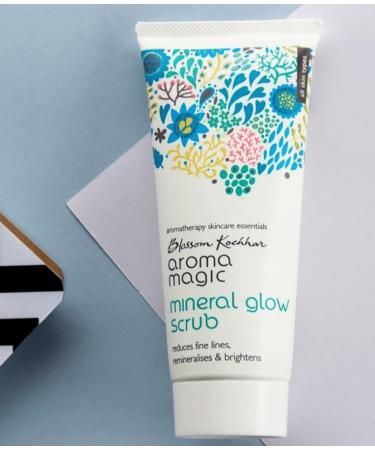 Aro ma Magic Mineral Glow Scrub | Exfoliates reduces fine lines brightens & boosts hydration| With beeswax vegetable glycerine lavender tea tree & rose essential oils| 100ml - Buy Online on GoSupps.com