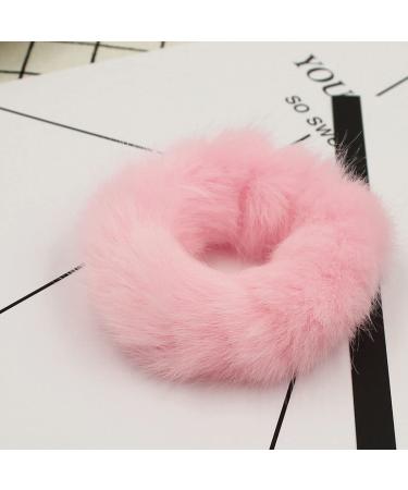 Fuzzy Faux Fur Scrunchies Set - 4 Pieces | Pom Pom Hair Accessories for Women & Girls | Elastic Ponytail Holders in 4 Colors - Buy Online on GoSupps.com