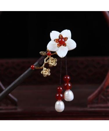LALAFINA Hanfu Hairpin Wood Metal Hair Clip Hair Sticks Pearl Flower Hair Stick Crystal Hair Clips Vintage Hair Stick Hairpin Wedding Headpiece Shell Flower Women's Ebony Hair up - Buy Online on GoSupps.com