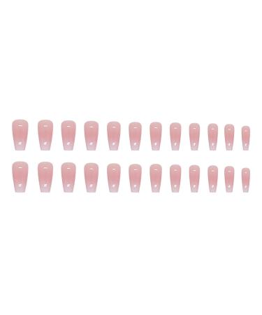 Buy Medium Coffin Press on Nails - Pink & White Gradient French Fake Nails | Glossy Full Cover Acrylic Nails for Women & Girls - 24Pcs - Buy Online on GoSupps.com