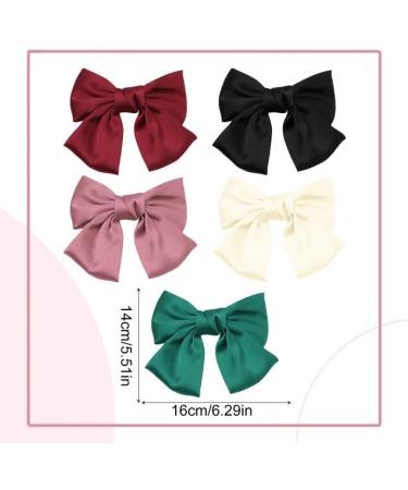 EUPSIIU 5 Pieces Bow Hair Clips Large Hair Bow Hair Barrette Clips for Women Lady Girls Large Bowknot Hairpin French Hair Clip Soft Silky Satin Hair Barrettes Hair Accessories for Girls (5 Colors) - Buy Online on GoSupps.com