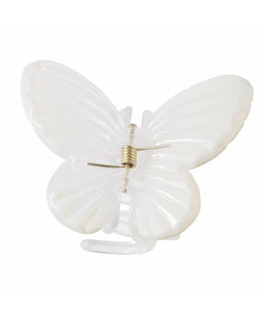 Women Hair Claw Butterflies Shape Anti-slip Teeth Design Back Head Hair Clip Strong Grip Hair Holder White