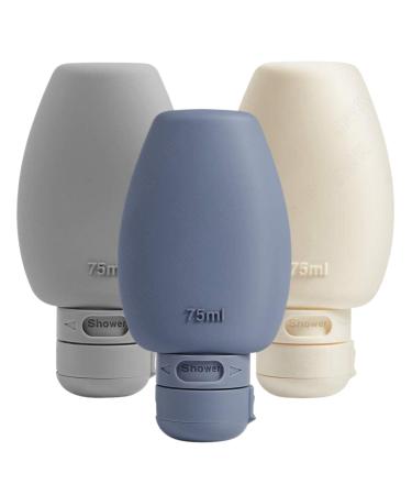 UULANFA Silicone Travel Bottles Set Leak Proof Squeezable Silicon Tubes Refillable Toiletries Container for Shampoo Lotion Soap Liquids (Gray/Blue/White) White purple gray