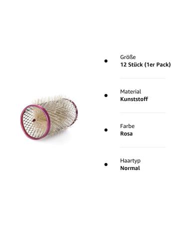 Poniks Professional Metal Curlers - 36mm Wire Curlers with Bristles - 12 Piece Bristle Curler Set for Perfect Curls - Pink Hair Curlers - Buy Online on GoSupps.com