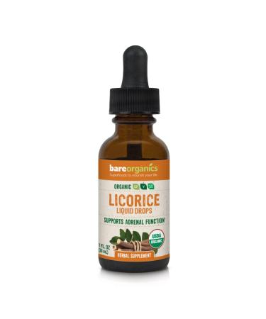 BareOrganics Licorice Root Liquid Drops Herbal Supplement 1 Ounce Licorice 1 Ounce (Pack of 1)
