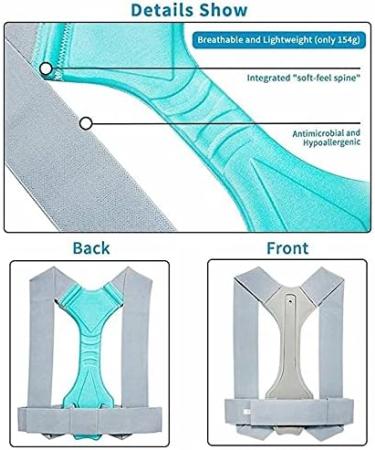 ZUIAI Adjustable Back Support Posture Orthotics Correction Belt Anti-Humpback Breathable (M) Medium Grey - Buy Online on GoSupps.com