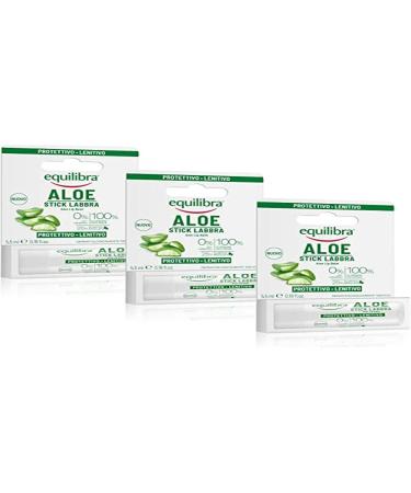 Equilibra Equilibra Face Aloe Stick Lips Moisturizer Based On Aloe Vera Creates A Protective Veil Against Frost Dehydration Sun And Wind In All Seasons 3 Pieces Of 5.5 Ml