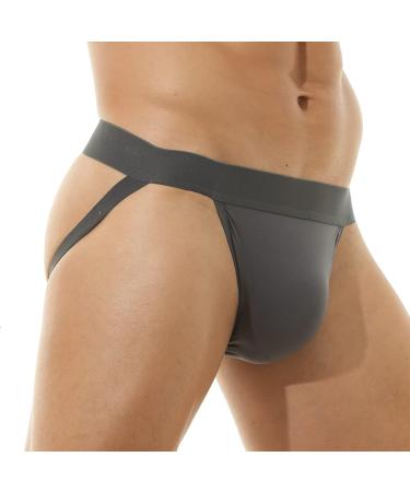 Broddle Men's Charcoal Grey Stretchy Nylon Jockstrap - Medium Size - Buy Online on GoSupps.com