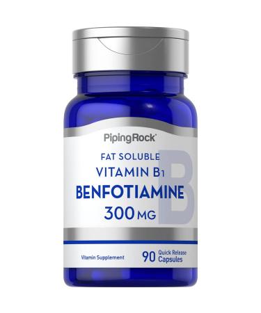 Piping Rock Benfotiamine 300mg | 90 Capsules | Fat Soluble Vitamin B1 | Non-GMO Gluten Free Supplement