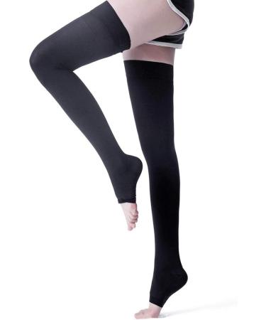 Keephen Medical High Compression Stockings for Varicose Veins - Edema Relief Grade Class II (23-32mmHg) Black Open Toe XL - International Shipping Available - Buy Online on GoSupps.com