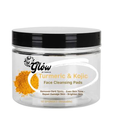 Organic Turmeric Kojic Acid Pads for Face & A Body - Fades Dark spots Exfoliates Skin and Fades Discoloration - Cleansing Pads