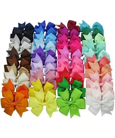 OFKP 40 Pcs Grosgrain Ribbon Headband Pinwheel Hair Bows Boutique Alligator Clip For Girls Baby Kids and Children - Buy Online on GoSupps.com