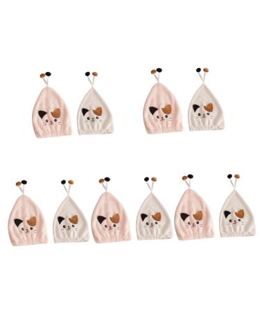 Ciieeo 10 Pcs Cat Dry Hair Cap Microfiber Hair Towel for Curly Hair Microfiber Washcloth Fast Drying Towel Hair Bands for Womens Hair Hair-drying Hat Bangs Princess Hat Coral Fleece As Shownx5pcs 33X27CMx5pcs