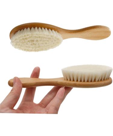 GLEAVI Natural Hair Brush Set for Baby | Soft Bristle Infant Hairbrush & Wooden Comb | Massage & Bath Brush Combo | 18X5CM White - Buy Online on GoSupps.com