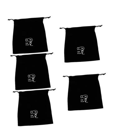 Healeved 5pcs Flannel Hair Dryer Hair Dryer for Traveling Travel Drawstring Hair Dryer Organizer Hair Dryer Travel Pouch Travel Makeup Blow Dryer Makeup Brush 26.00X23.00X0.50CMx5pcs Blackx5pcs