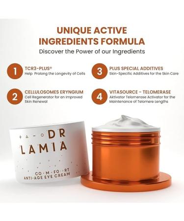 Dr Lamia Comfort Anti-Aging Eye Cream with Hyaluronic Acid Retinol and Vitamin C | Reduces Wrinkles and Fine Lines Hydrates and Nourishes the Skin Brightens the Under-Eye Area | 30 ml - Buy Online on GoSupps.com