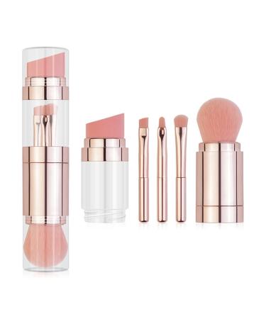 5 In 1 Portable Retractable Makeup Brushes For Foundation Eyebrow Lip Eyeshadow Loose Powder Cosmetic Set Makeup Brush Tools
