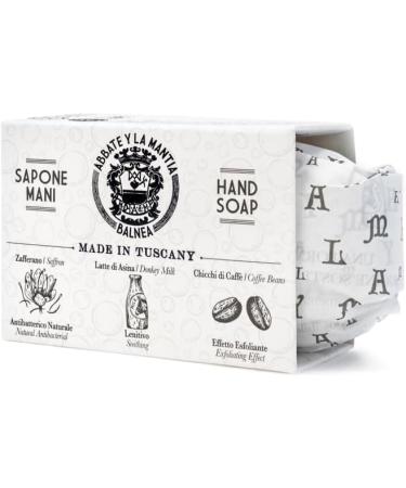  ABBATE Y LA MANTIA Milk Soap with Coffee Beans - Exfoliating and Deeply Moisturizing - With Donkey Milk and Saffron - 175g - Made in Italy - Buy Online on GoSupps.com