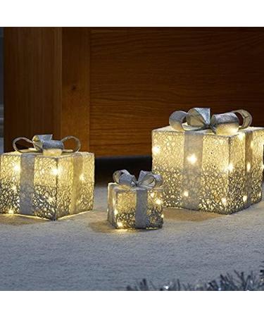 Online Garden Centre Silver Sparkly Faux Gift Boxes - Set Of 3 ** Decorating Your Home For Christmas Is All Wrapped Up! ** - Buy Online on GoSupps.com