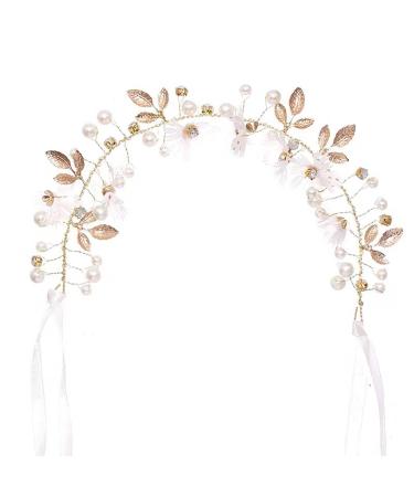 Crystal Pearl Flower Bridal Hair Vine - Gold Wedding Accessory for Bridesmaid & Flower Girls - Buy Online on GoSupps.com