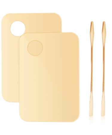 2Pcs Acrylic Makeup Mixing Palette with 2 Pcs Makeup Spatula Foundation Mixing Tray Cosmetic Palette Mixer Makeup Palette for Foundation Makeup Mixing Tray for Mixing Eye Shadow Lipsticks Nail Art