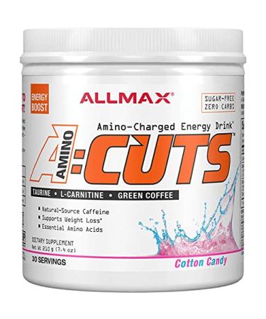 ALLMAX Nutrition AMINOCUTS (ACUTS) Amino-Charged Energy Drink with Taurine L-Carnitine Green Coffee Bean Extract Cotton Candy 30 Servings