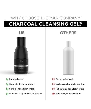 The Man Company Charcoal Cleanser for Oily Skin | Gel Cleanser with Black Pepper & Bergamot | Best Blackhead & Oily Skin Facial Cleanser (3.3 oz) - Shop Internationally - Buy Online on GoSupps.com