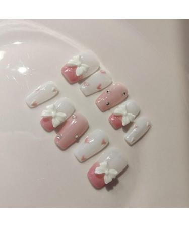 Handmade Wearing Nail Pink bow cute manicure Nail Patch Wearable Nail Removable reusable 10PCS 1 count (Pack of 1) - Buy Online on GoSupps.com