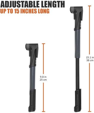 BV Mini Bike Pump - Portable 120 PSI High Pressure Air Ball Inflator with Needles - Fits Presta & Schrader Valves - Buy Online on GoSupps.com