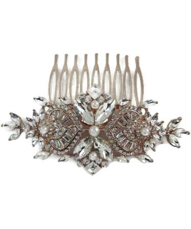 Peigne embl matique pour mari e/mariage/f te style art d co avec cristal/perle plaqu blond rose - Buy Online on GoSupps.com