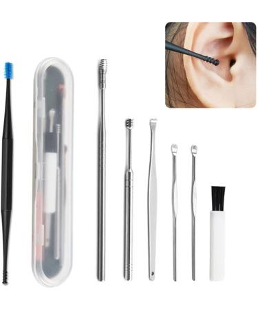 Spiral Ear Wax Remover Set - 7pcs Soft Silicone & Stainless Steel Ear Cleaning Tools - Buy Online on GoSupps.com