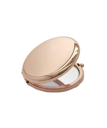 Steellwingsf Mini Portable Round Metal Plain Makeup Mirror Double Sided Pop-up Pocket Mirror Rose Gold