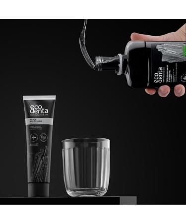 Ecodenta Black Whitening Cosmetic Kit for Oral Hygiene with Black Charcoal 100 ml and Mouthwash with Anthracite Black 500 ml I Black Activated Charcoal Teeth Whitening Kit - Buy Online on GoSupps.com