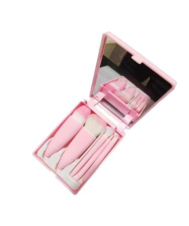 Dajidafu Delicate And Soft Fiber Hair Makeup Brush Set - Blended Look Powder Blusher Brush Mirror Box Brush Set With Mirror Cherry blossom pink