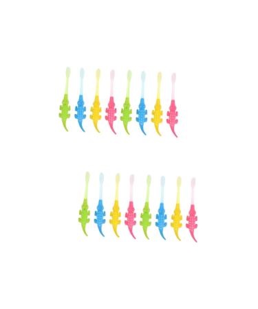 Mobestech 16 pieces small crocodile toothbrush toothbrushes for children baby toothbrush children training toothbrush soft toothbrush for children cartoon teeth clean brush child pbt