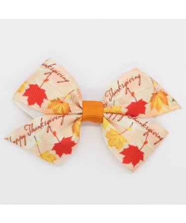 Thanksgiving Hair Bows Clips | Pumpkin & Maple Leaves Hair Accessories | Girls Toddlers Kids | 6 Pcs - Buy Online on GoSupps.com